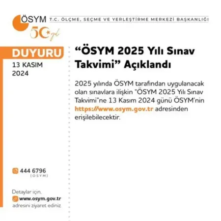 2025 ÖSYM Sınav Takvimi Açıklandı: YKS Tarihi Belli Oldu!